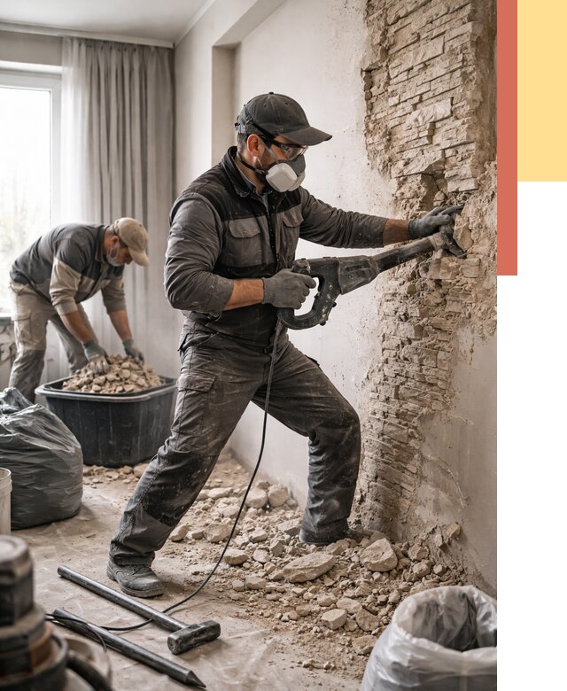 Демонтаж декоративного камня в Балашихе от 1487 руб/м² — быстро и недорого | ОТДЕЛОЧНИК-Блш