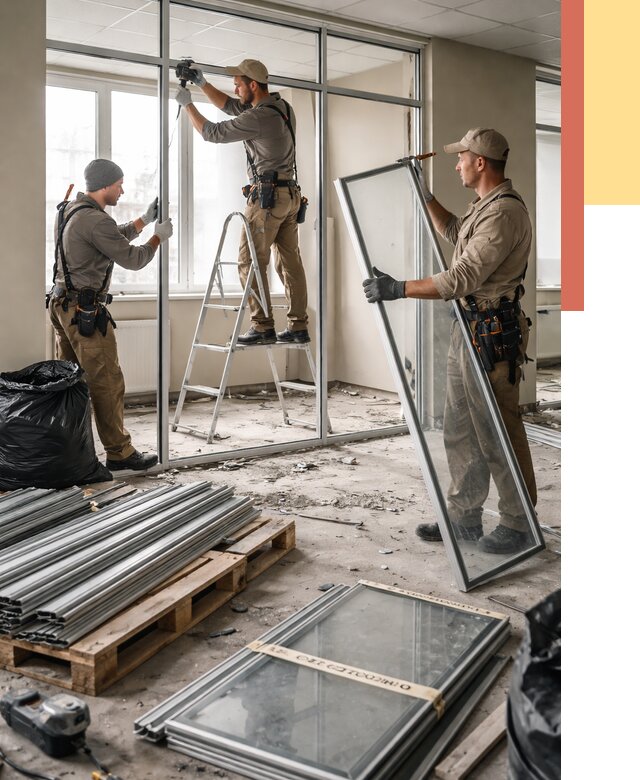 Демонтаж алюминиевых перегородок в Балашихе от 4306 руб. — быстро и недорого | ОТДЕЛОЧНИК-Блш