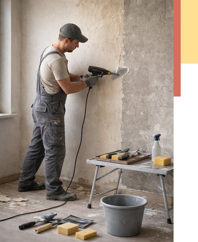 Очистка стен от клея в Балашихе от 1897 руб. — снятие и удаление клея со стен | ОТДЕЛОЧНИК-Блш