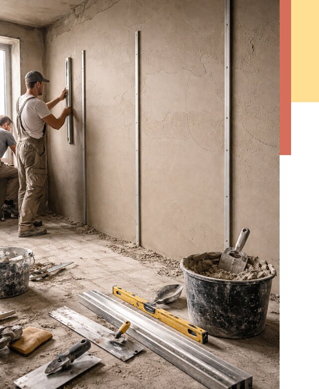 Штукатурка стен по маякам в Балашихе от 5639 руб./м² — выравнивание под ключ | ОТДЕЛОЧНИК-Блш