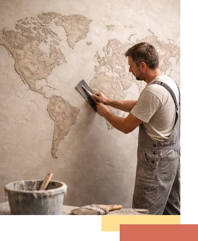 Декоративная штукатурка «Карта мира» под ключ в Балашихе