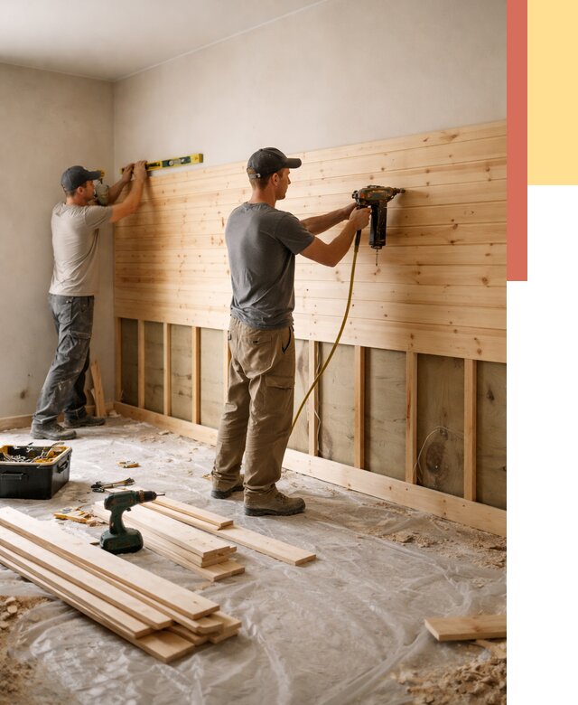 Монтаж деревянной вагонки на стены в Балашихе от 7690 руб. | Услуги монтажа вагонки | ОТДЕЛОЧНИК-Блш