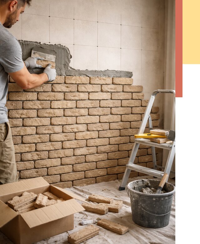 Монтаж декоративного кирпича в Балашихе от 3281 руб./м² — быстро и недорого | ОТДЕЛОЧНИК-Блш