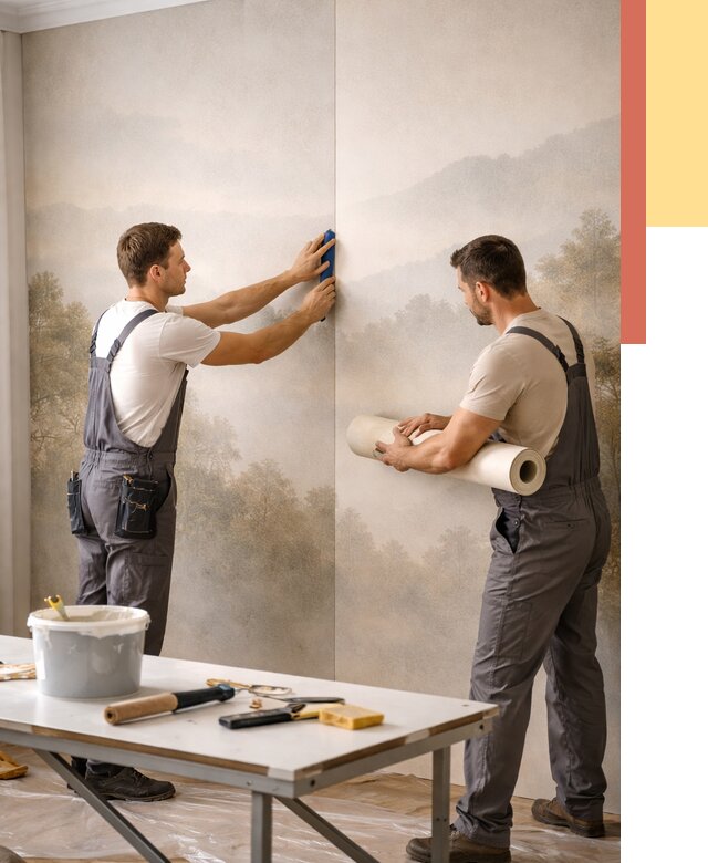 Поклейка фотообоев в Балашихе от 8715 руб/м² — быстро и недорого | ОТДЕЛОЧНИК-Блш