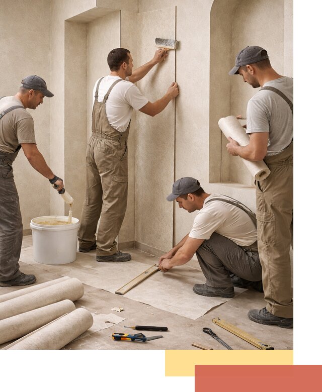 Поклейка обоев на сложные стены и неровные поверхности в Балашихе