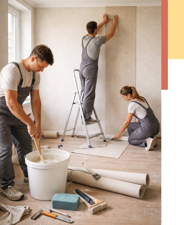 Оклейка стен обоями в Балашихе от 3589 руб/м2 — быстро и недорого | ОТДЕЛОЧНИК-Блш