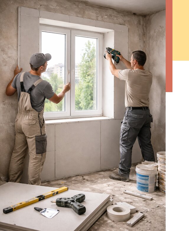 Монтаж откосов из гипсокартона в Балашихе от 4614 руб. под ключ | ОТДЕЛОЧНИК-Блш