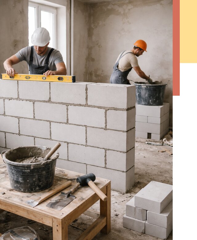 Кладка перегородок из газобетона в Балашихе от 3281 руб. под ключ | ОТДЕЛОЧНИК-Блш