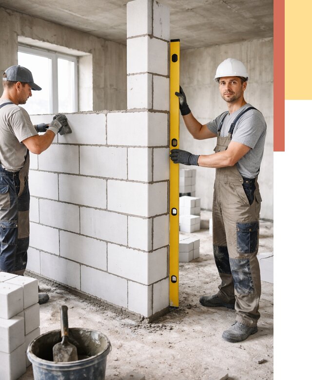 Кладка перегородок из пеноблока в Балашихе от 1846 руб. под ключ | ОТДЕЛОЧНИК-Блш