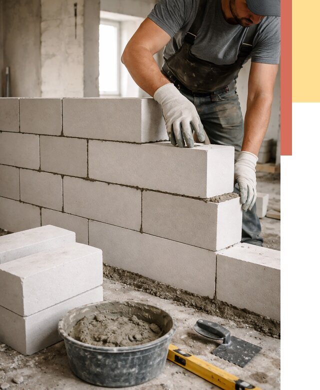 Кладка перегородок из силикатного блока в Балашихе от 4101 руб. под ключ | ОТДЕЛОЧНИК-Блш