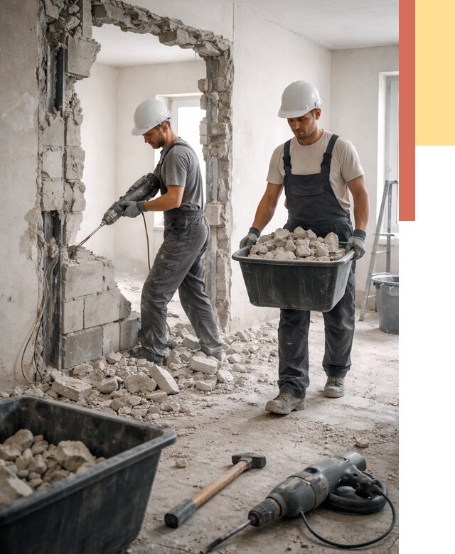 Демонтаж блоковых перегородок в Балашихе от 3845 руб. — быстро и недорого | ОТДЕЛОЧНИК-Блш