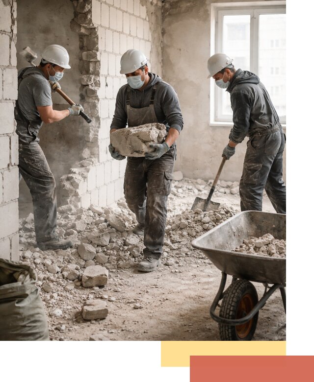 Демонтаж блочных перегородок в Балашихе быстро и аккуратно