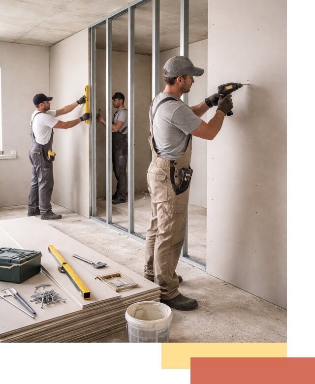 Однослойная перегородка из гипсокартона в Балашихе под ключ, монтаж и отделка