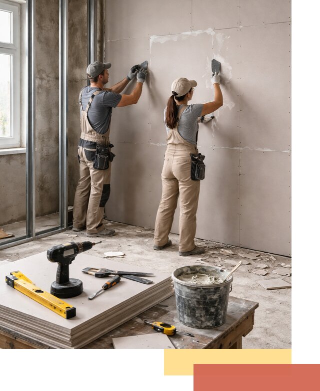 Монтаж двухслойной перегородки из гипсокартона в Балашихе