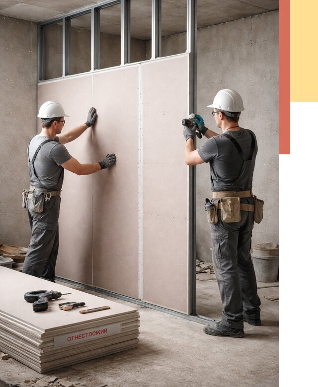 Перегородка из огнестойкого гипсокартона в Балашихе от 1897 руб. под ключ | ОТДЕЛОЧНИК-Блш