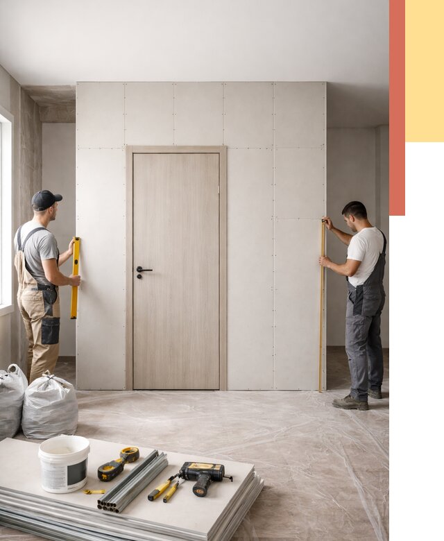 Перегородка из гипсокартона с дверью в Балашихе от 4614 руб. под ключ | ОТДЕЛОЧНИК-Блш