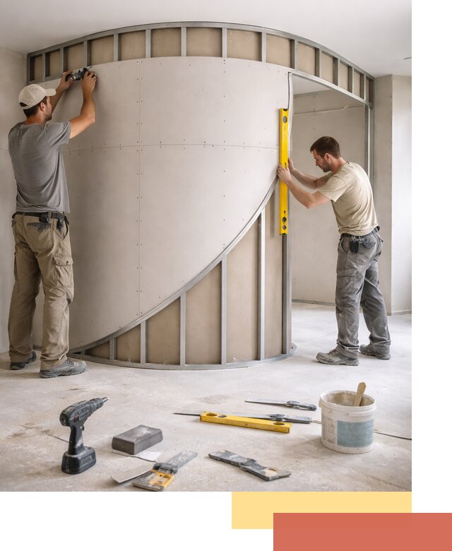 Радиусная перегородка из гипсокартона в Балашихе под ключ