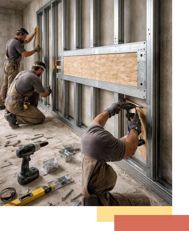 Усиленная перегородка для крепления тяжёлых конструкций в Балашихе