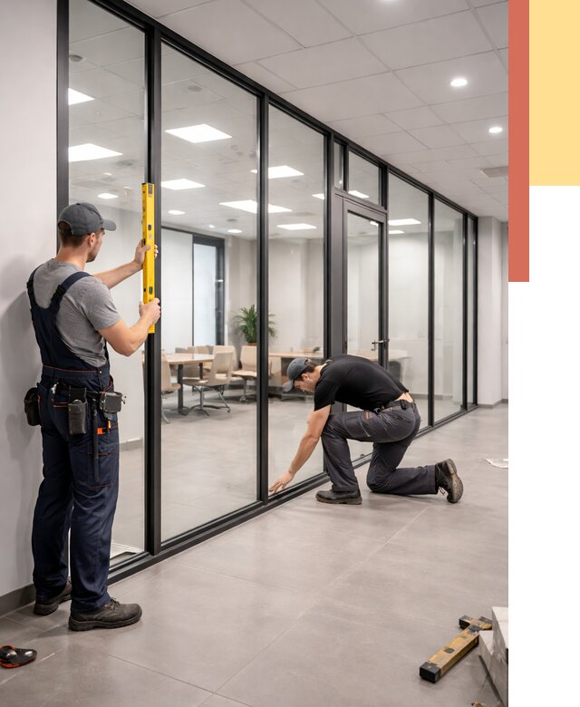 Каркасные стеклянные перегородки в Балашихе под ключ от 9433 руб. | ОТДЕЛОЧНИК-Блш