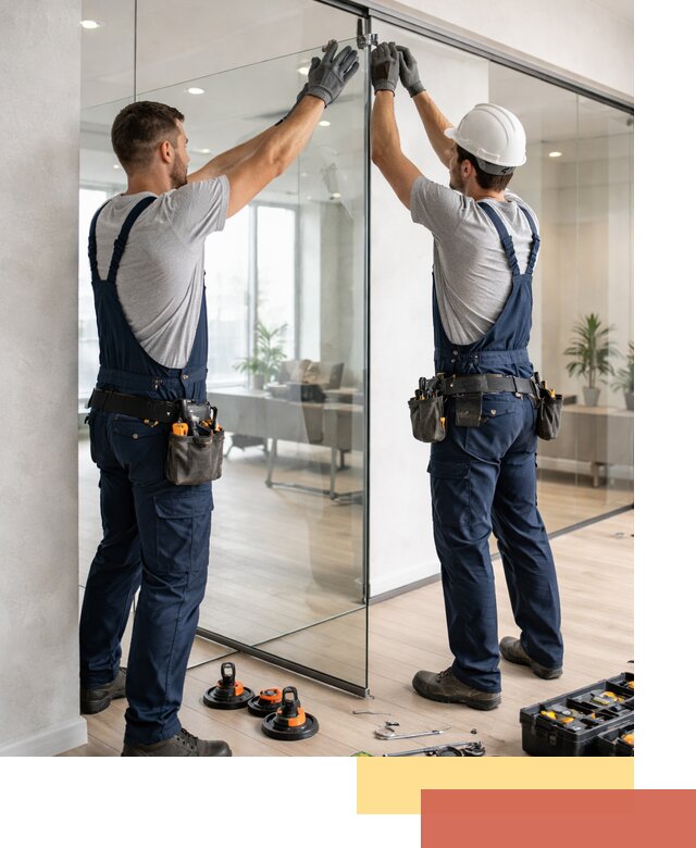 Безрамные стеклянные перегородки под ключ в Балашихе