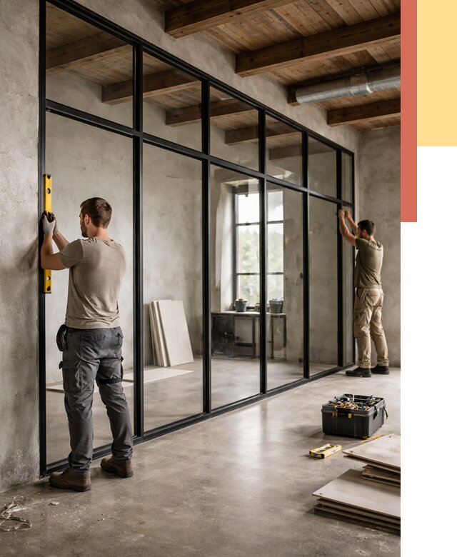 Стеклянные перегородки лофт в Балашихе от 10766 руб. под ключ | ОТДЕЛОЧНИК-Блш