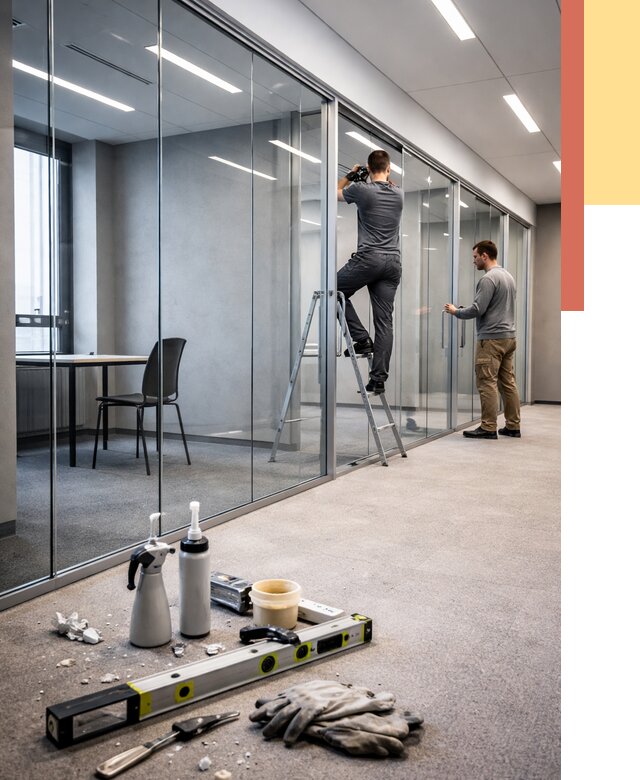 Стеклянные офисные перегородки в Балашихе от 8715 руб. — монтаж и установка | ОТДЕЛОЧНИК-Блш