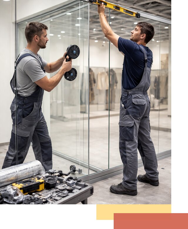 Стеклянные перегородки для магазинов в Балашихе — монтаж и установка