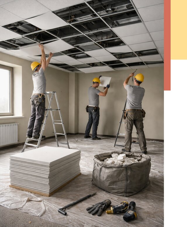 Демонтаж потолка Армстронг в Балашихе от 4614 руб. быстро и недорого | ОТДЕЛОЧНИК-Блш