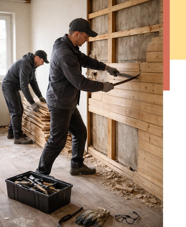 Демонтаж вагонки в Балашихе от 3896 руб/м2 — быстро и недорого | ОТДЕЛОЧНИК-Блш