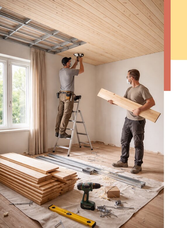 Монтаж потолка из вагонки в Балашихе от 6664 руб. | Быстро и недорого — ОТДЕЛОЧНИК-Блш