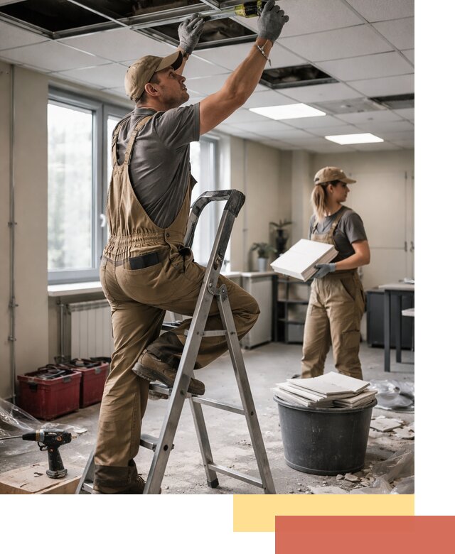 Ремонт потолка Армстронг и замена плит в Балашихе