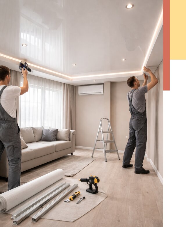 Монтаж глянцевого натяжного потолка в Балашихе от 769 руб. под ключ | ОТДЕЛОЧНИК-Блш