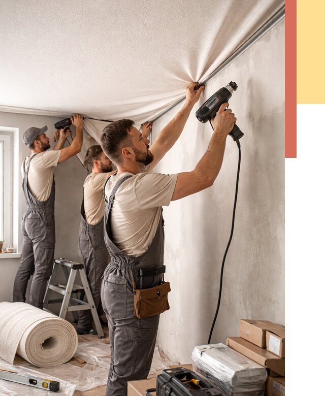 Монтаж фактурного натяжного потолка в Балашихе от 769 руб. — ОТДЕЛОЧНИК-Блш