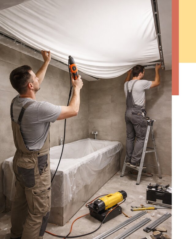 Монтаж натяжного потолка в ванной в Балашихе от 1230 руб. под ключ | ОТДЕЛОЧНИК-Блш