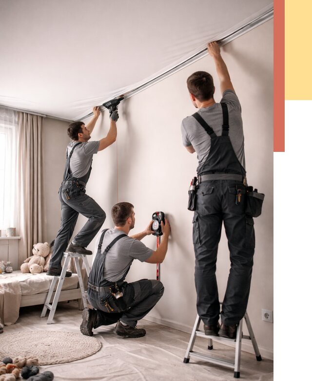 Монтаж натяжного потолка в детской в Балашихе от 3589 руб. — быстро и недорого | ОТДЕЛОЧНИК-Блш