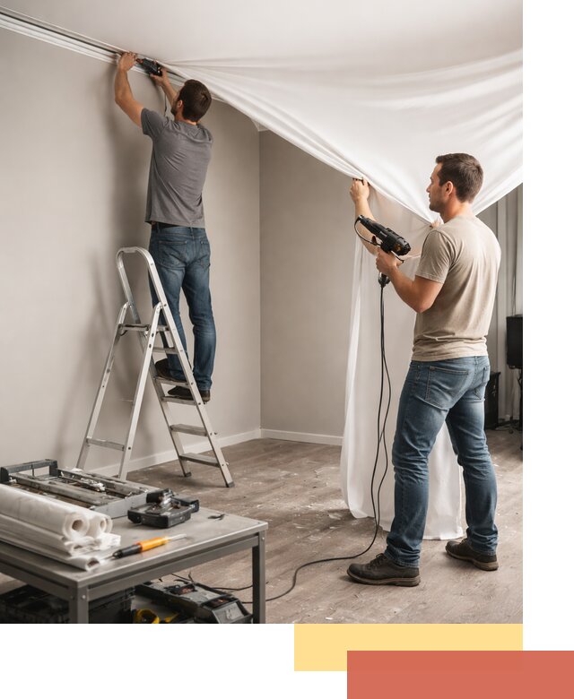 Монтаж натяжного потолка в студии в Балашихе