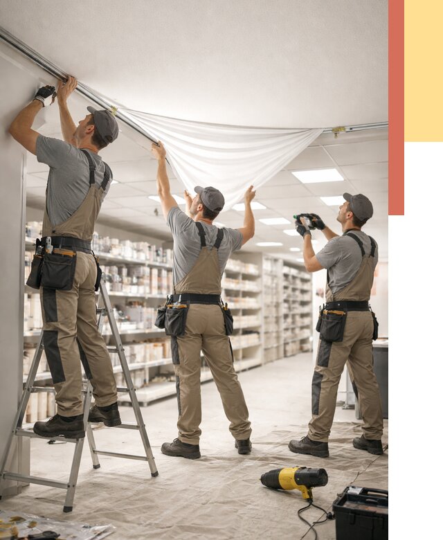 Монтаж натяжного потолка в магазине в Балашихе от 4614 руб. быстро и недорого | ОТДЕЛОЧНИК-Блш