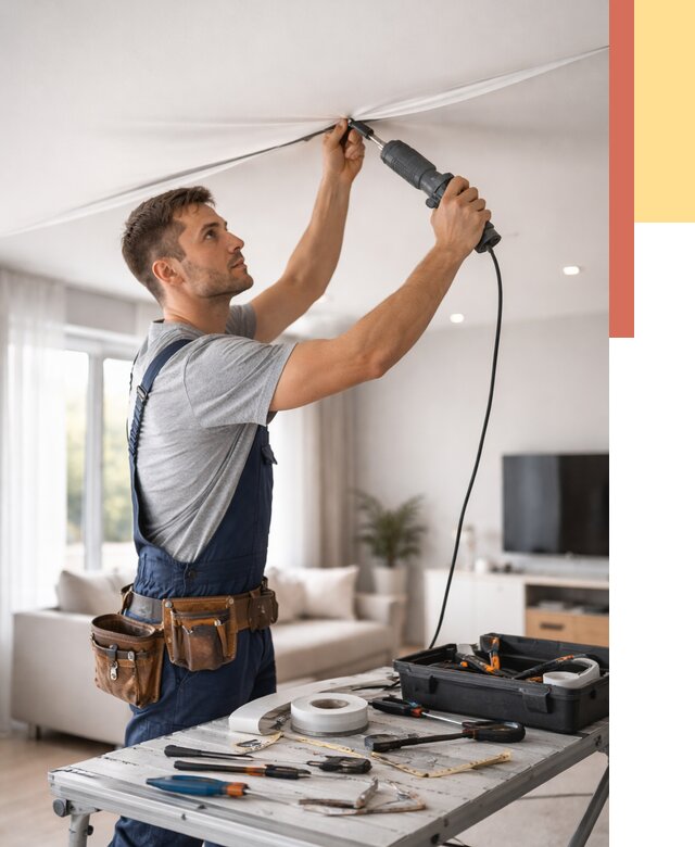 Ремонт натяжных потолков в Балашихе от 9740 руб. под ключ — ОТДЕЛОЧНИК-Блш