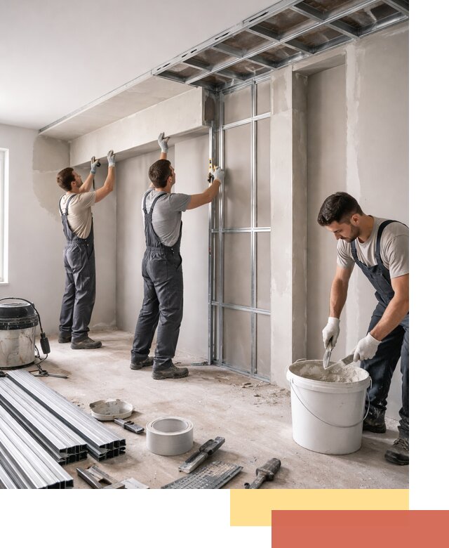 Монтаж потолка из гипсокартона с нишей в Балашихе