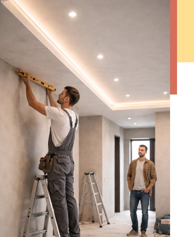 Потолок из гипсокартона с подсветкой в Балашихе от 769 руб./м2 под ключ | ОТДЕЛОЧНИК-Блш