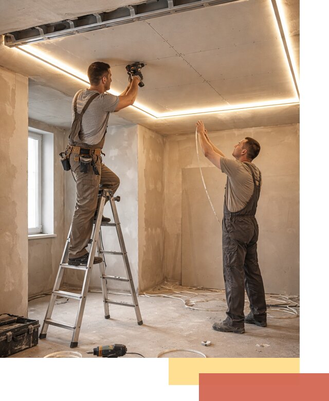 Потолок из гипсокартона с подсветкой в Балашихе