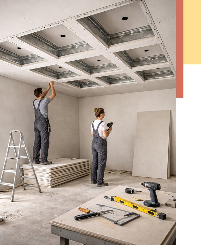 Кессонный потолок из гипсокартона в Балашихе от 1897 руб. — монтаж и под ключ | ОТДЕЛОЧНИК-Блш