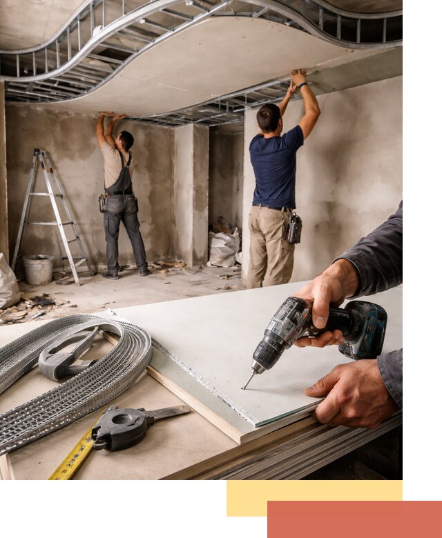 Криволинейный потолок из гипсокартона в Балашихе — монтаж и отделка