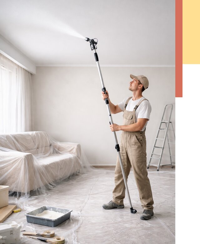 Покраска потолка краскопультом в Балашихе от 4614 руб. быстро и недорого | ОТДЕЛОЧНИК-Блш